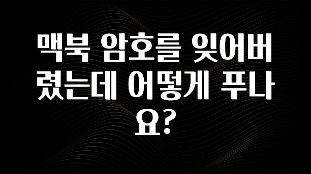 맥북 암호를 잊어버렸는데 어떻게 푸나요?