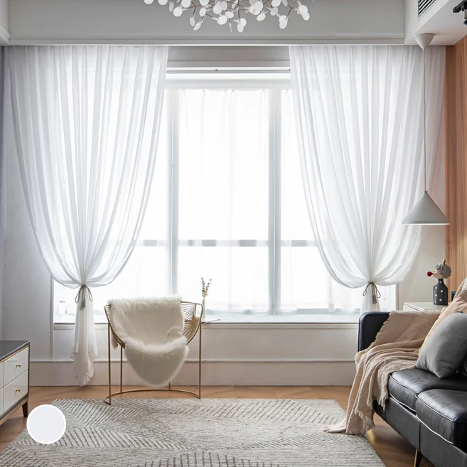 스탠다드나비주름쉬폰커튼