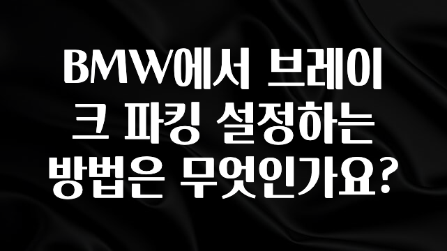 BMW에서 브레이크 파킹 설정하는 방법은 무엇인가요?
