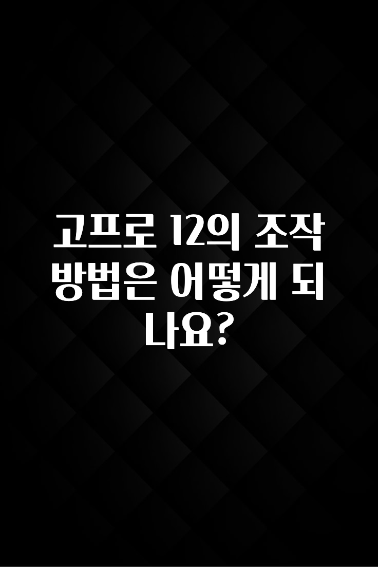 고프로 12의 조작방법은 어떻게 되나요?