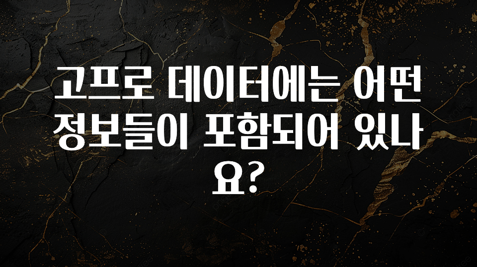 고프로 데이터에는 어떤 정보들이 포함되어 있나요?