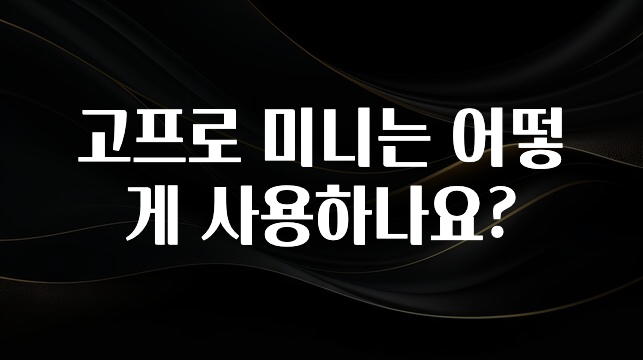 고프로 미니는 어떻게 사용하나요?