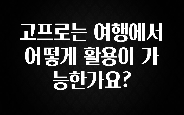 고프로는 여행에서 어떻게 활용이 가능한가요?