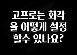 고프로는 화각을 어떻게 설정할수 있나요?