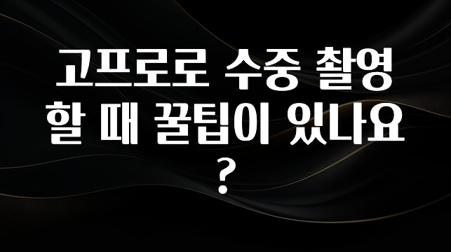고프로로 수중 촬영할 때 꿀팁이 있나요?