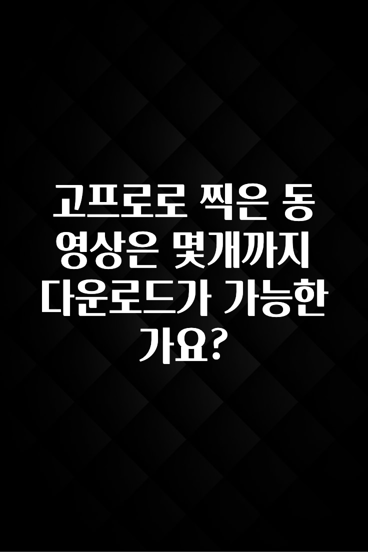 고프로로 찍은 동영상은 몇개까지 다운로드가 가능한가요?