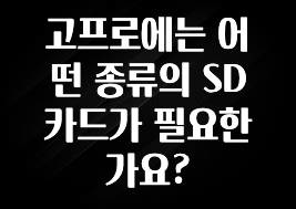 고프로에는 어떤 종류의 SD 카드가 필요한가요?
