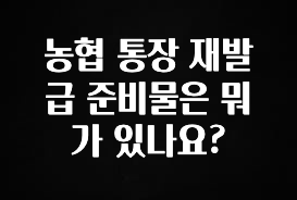 농협 통장 재발급 준비물은 뭐가 있나요?