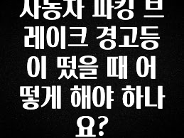 자동차 파킹 브레이크 경고등이 떴을 때 어떻게 해야 하나요?