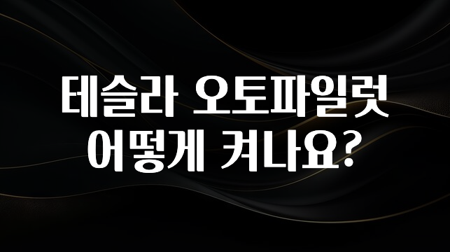 테슬라 오토파일럿 어떻게 켜나요?