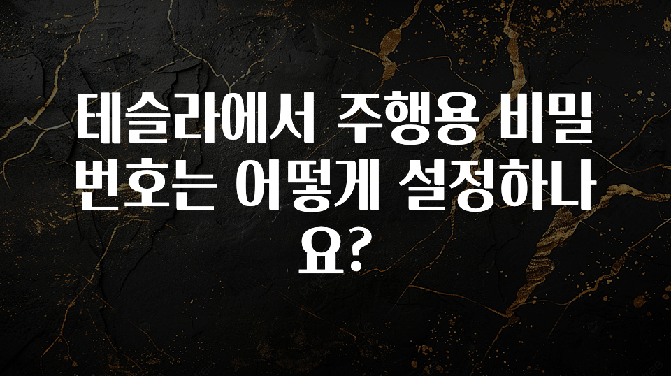 테슬라에서 주행용 비밀번호는 어떻게 설정하나요?