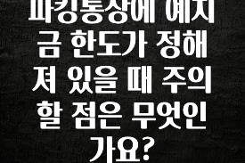 파킹통장에 예치금 한도가 정해져 있을 때 주의할 점은 무엇인가요?