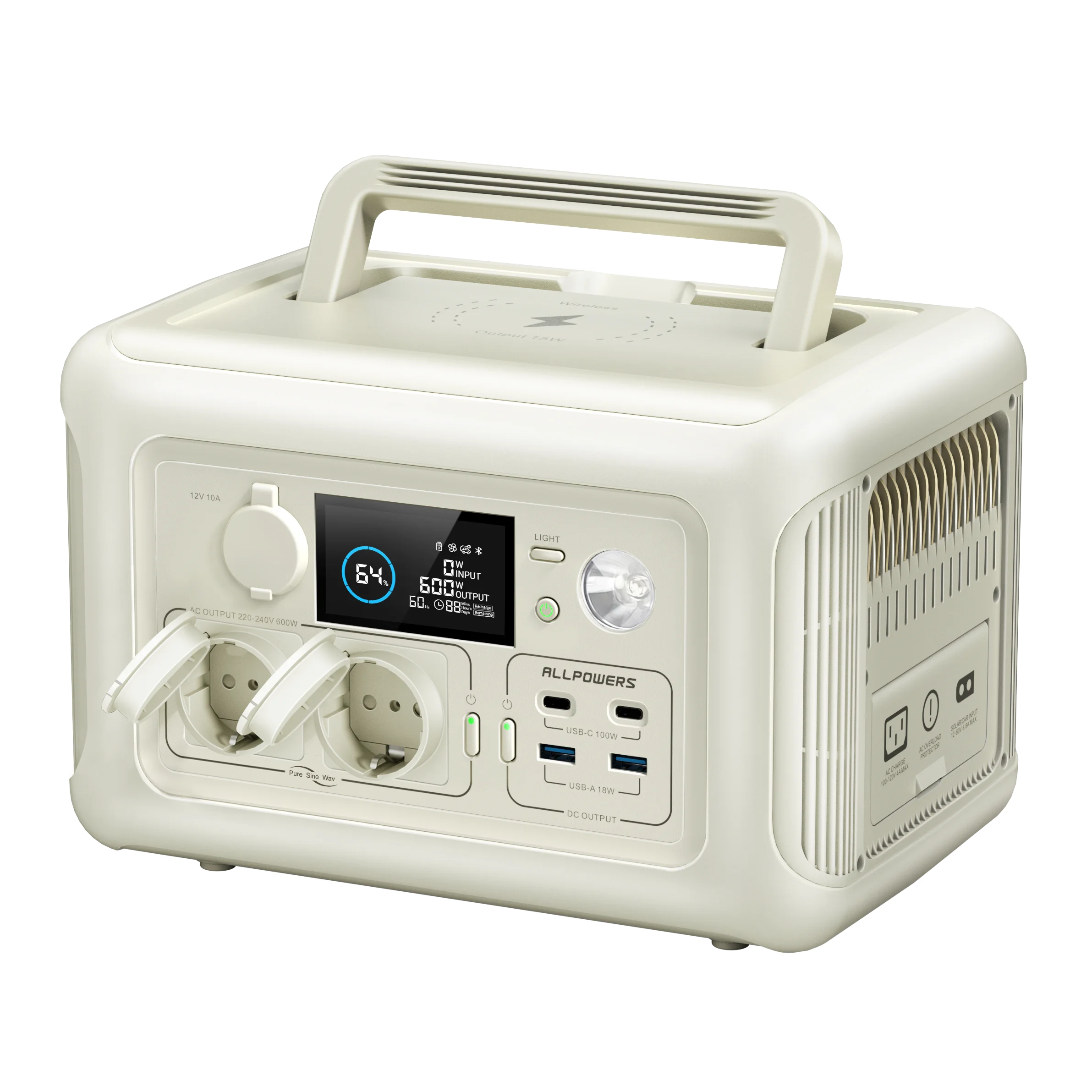 ALLPOWERS R600 휴대용 발전기 299Wh 600W Powerstation(AC 콘센트 포함) 가정용 텐트용 LiFePO4 배터리 야외 RV 캠핑