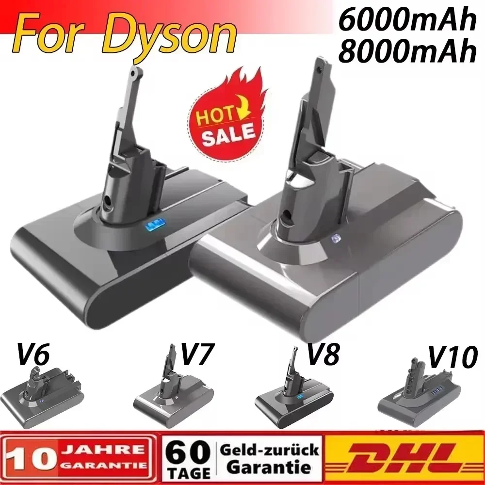 다이슨 V6 V7 V8 V10 충전식 Bateria SV10 SV11 SV12 SV09 진공 청소기 배터리 DC58 배터리 용 8000mAh Sony 배터리 Cel 용